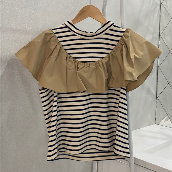 Sea New York Tops - Sea New York // Striped Sleeveless Top with Ruffle